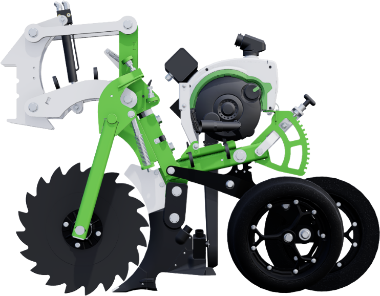 SMART DX Row Unit — coulter, depth wheel, and shank assembly
